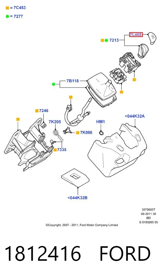 Pomo de palanca de cambios 1812416 Ford