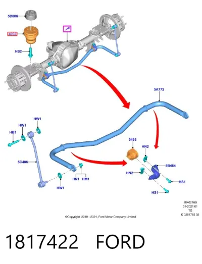 Tope del eje trasero FORD 1817422