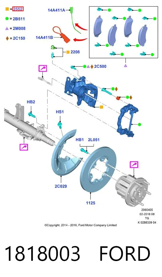 Pinza de freno trasera derecha 1818003 Ford