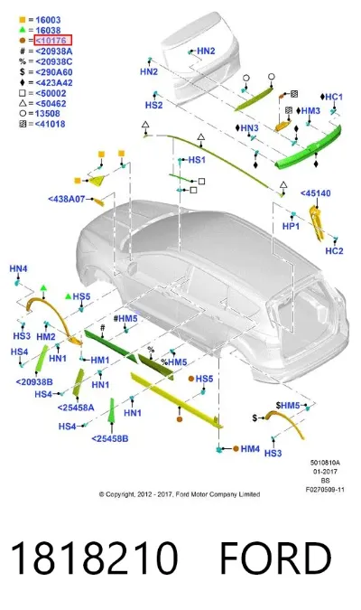 Moldura exterior derecha del umbral FORD 1818210