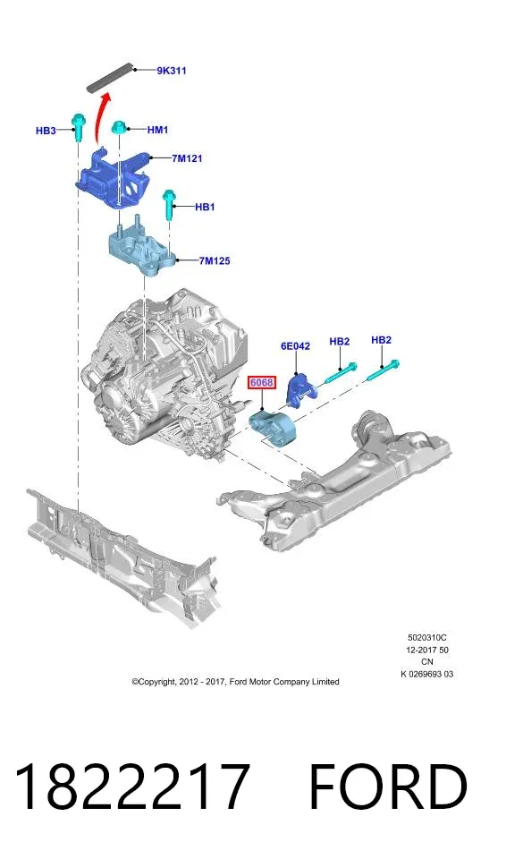Soporte de motor trasero 1822217 Ford