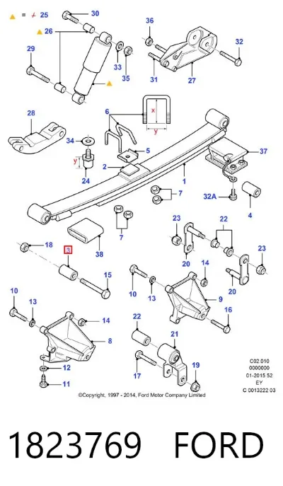 Silentblock delantero de ballesta trasera FORD 1823769