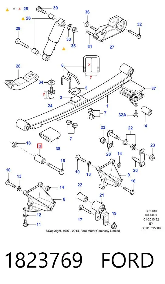 Silentblock delantero de ballesta trasera 1823769 Ford