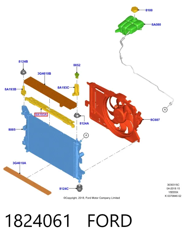 Soporte superior del radiador 1824061 Ford
