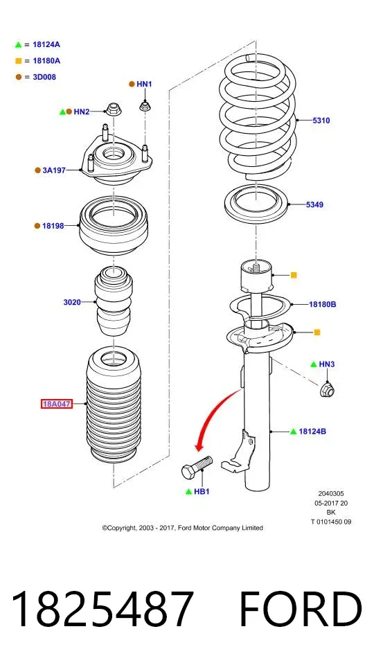 Fuelle, amortiguador delantero 1825487 Ford