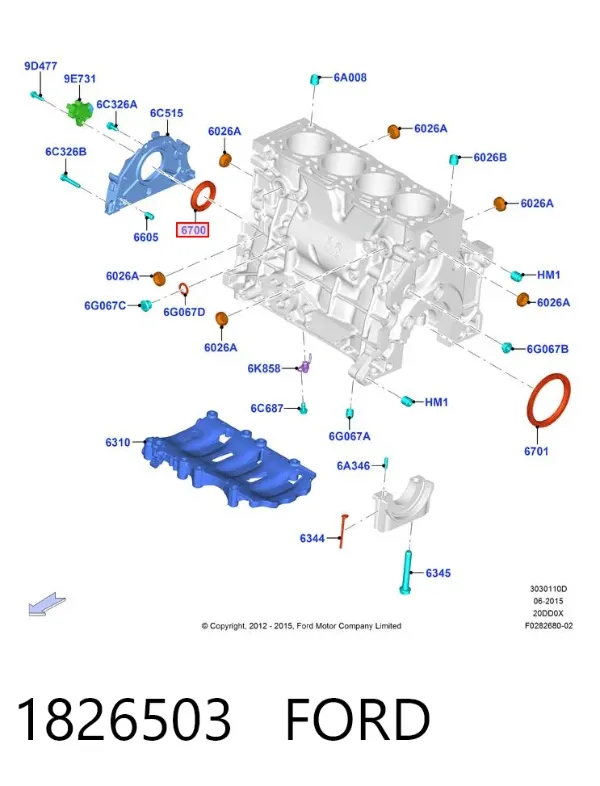 Retén de cigüeñal frontal 1826503 Ford