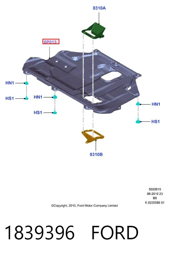 Protección motor / empotramiento 1839396 Ford