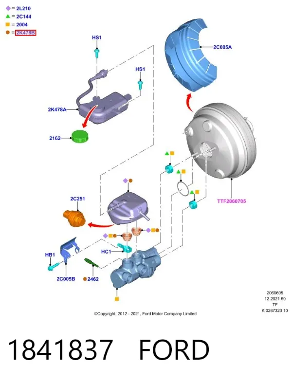 Depósito de líquido de frenos 1841837 Ford