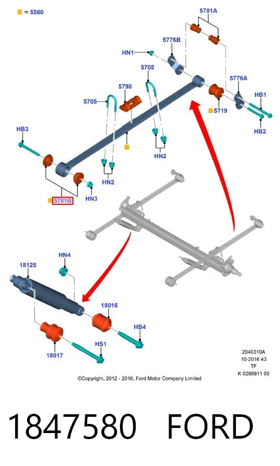 Silentblock delantero de ballesta trasera 1847580 Ford