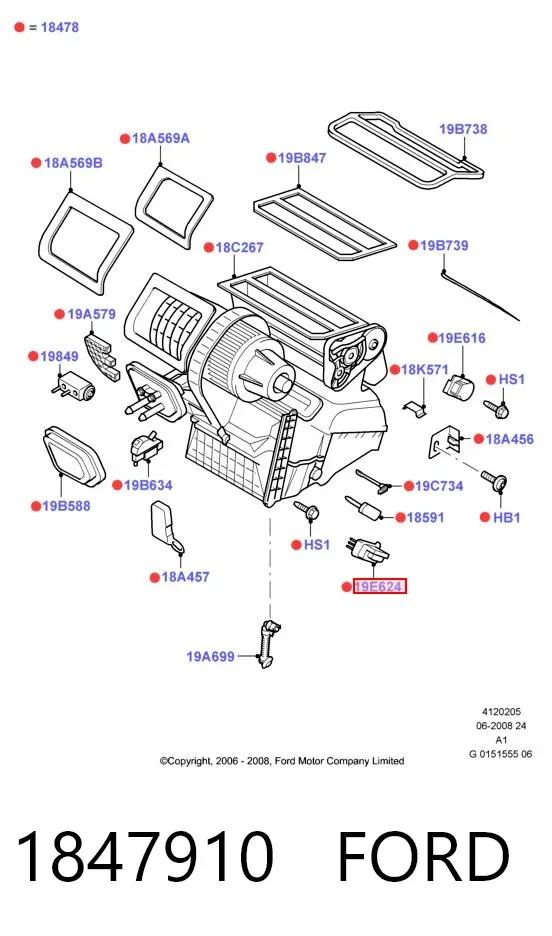 Resistencia de calefacción 1847910 Ford