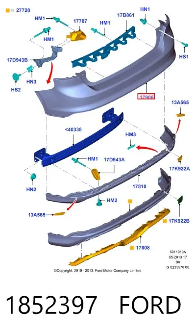 Parachoques trasero FORD 1852397