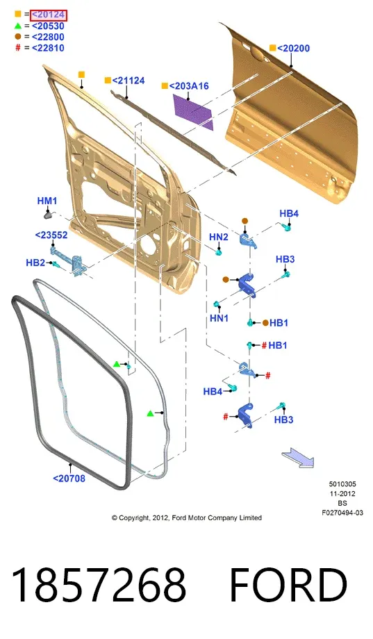 Puerta delantera izquierda 1857268 Ford