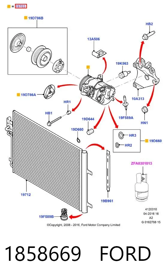 Compresor de aire acondicionado 1858669 Ford
