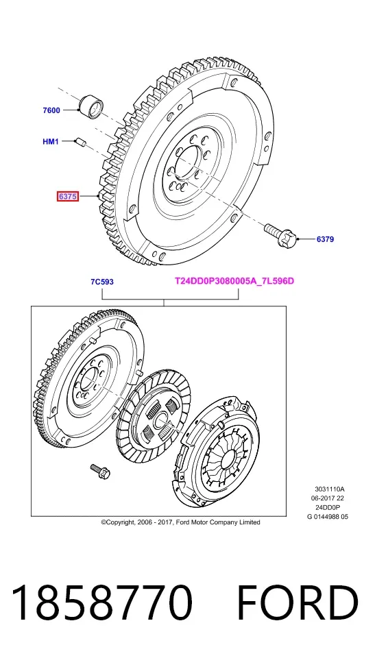 Volante motor 1858770 Ford