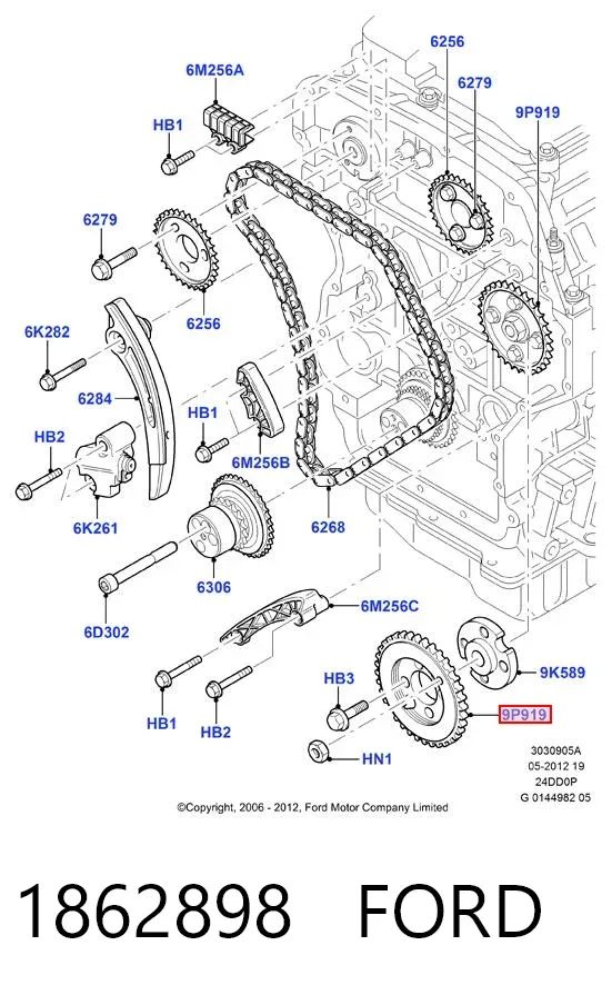 Kit de cadena de distribución 1862898 Ford