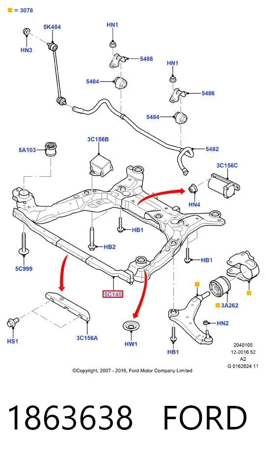 Puente delantero 1863638 Ford