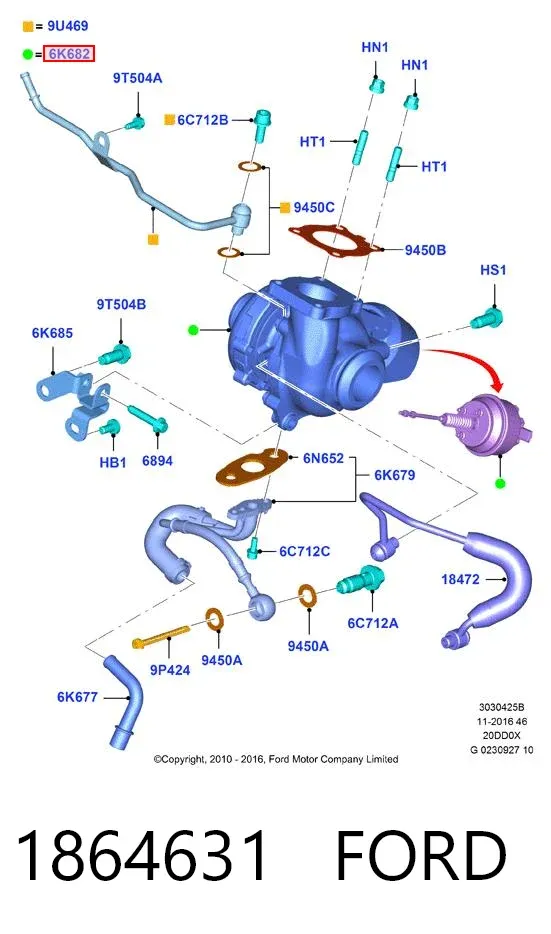 Turbocompresor 1864631 Ford