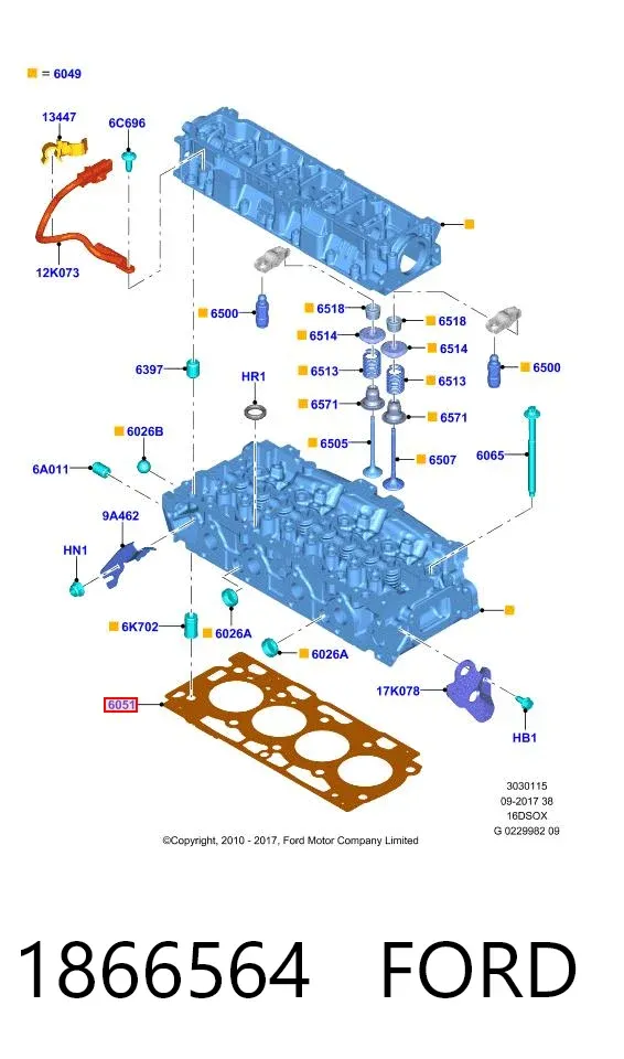 Junta de culata 1866564 Ford