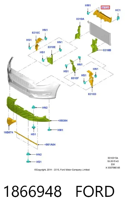 Deflector de aire superior del radiador FORD 1866948