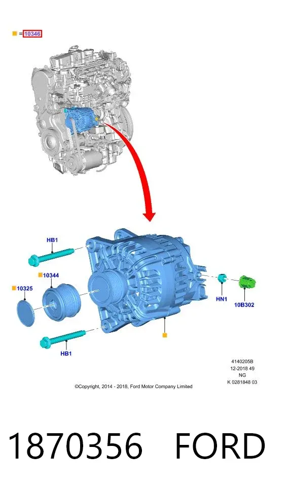 Alternador 1870356 Ford