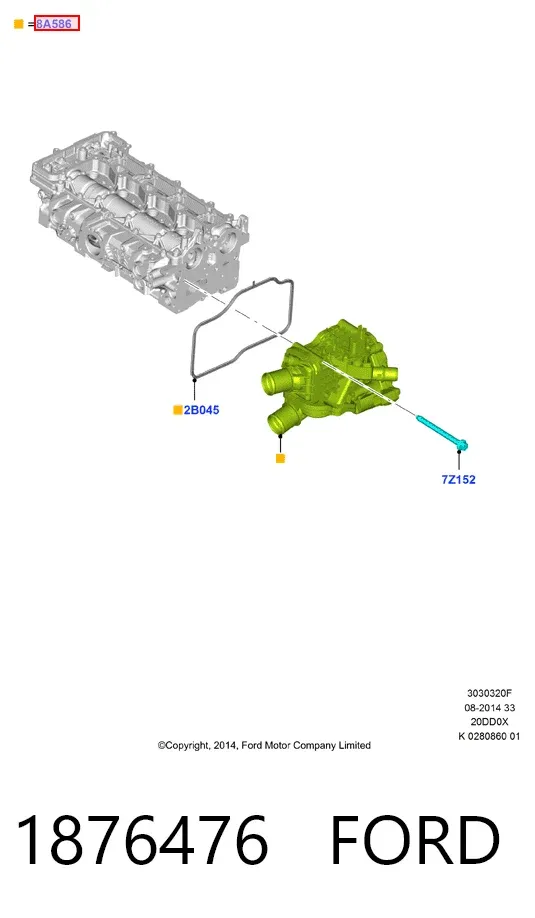 Caja de termostato 1876476 Ford