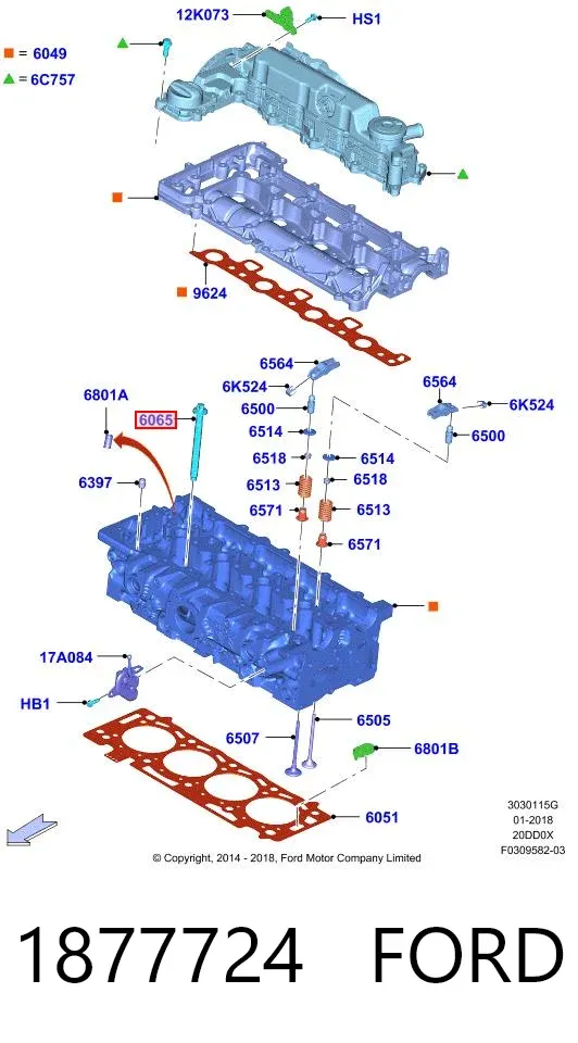 Tornillo culata 1877724 Ford