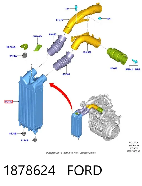Intercooler 1878624 Ford