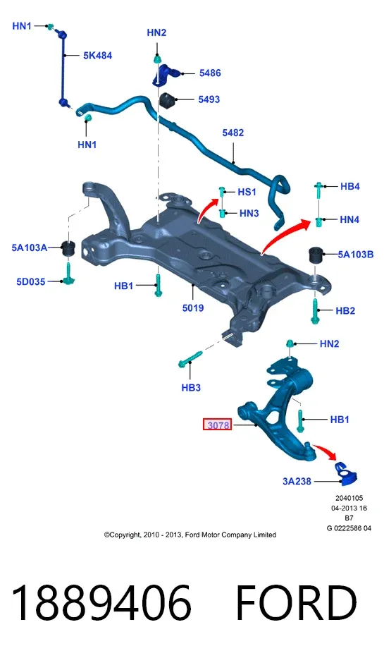 Brazo inferior izquierdo de la suspensión delantera 1889406 Ford