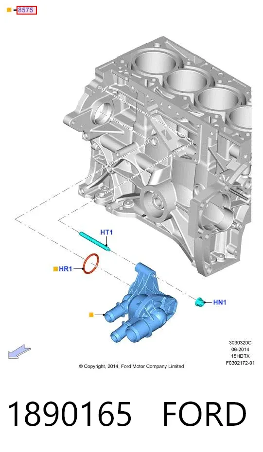 Caja de termostato 1890165 Ford