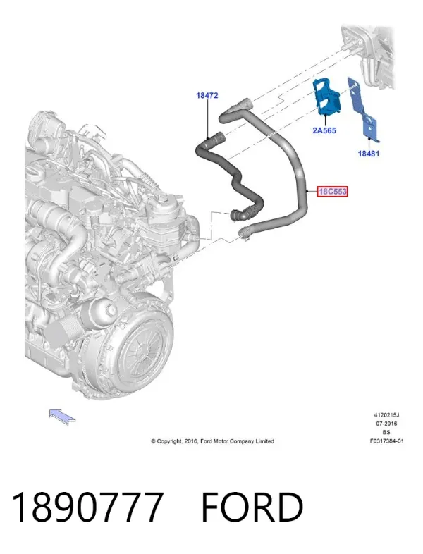 Manguera de calefacción, entrada 1890777 Ford