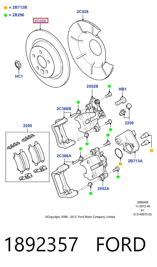 Disco de freno trasero 1892357 Ford
