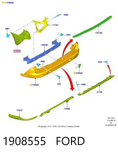 Parachoques trasero, parte derecha FORD 1908555