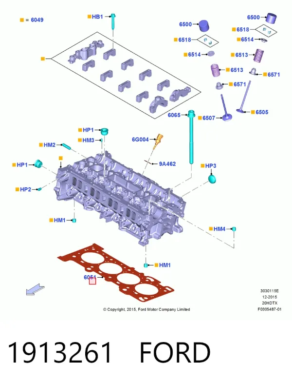 Junta de culata 1913261 Ford