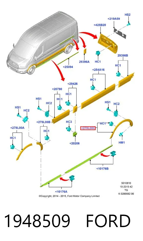 Extensión de la aleta trasera izquierda 1948509 Ford
