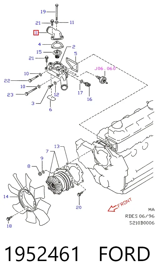 Tapa de termostato 1952461 Ford