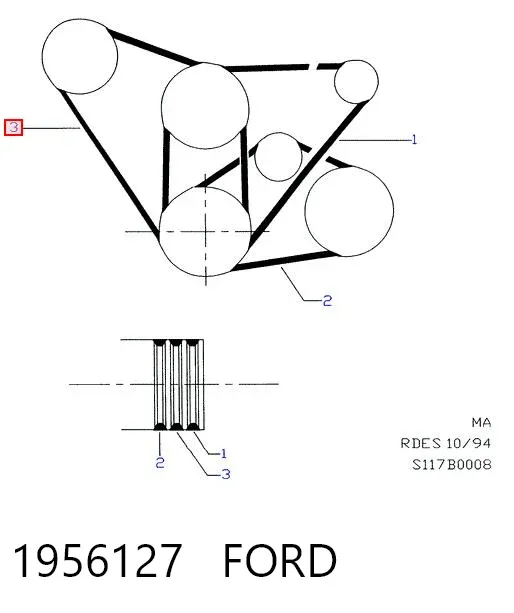 Correa de alternador 1956127 Ford