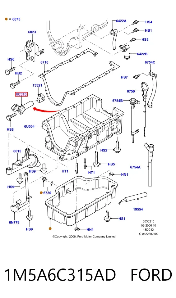 Sensor de cigüeñal 1M5A6C315AD Ford