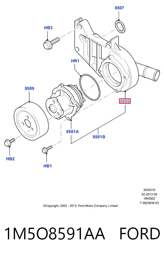 Bomba de agua 1M5O8591AA Ford