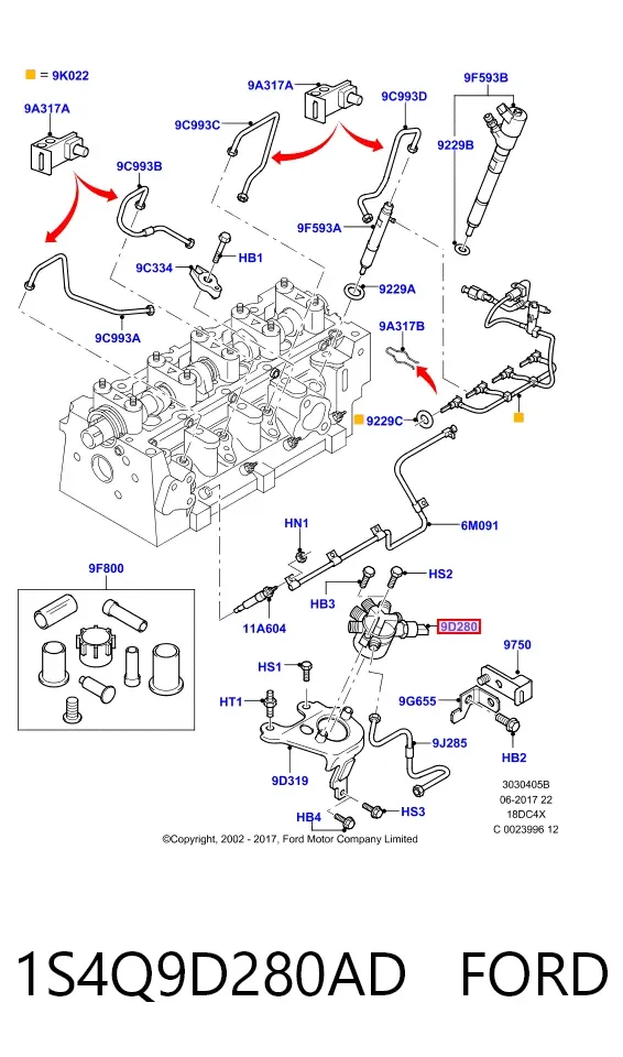 Rampa de combustible 1S4Q9D280AD Ford