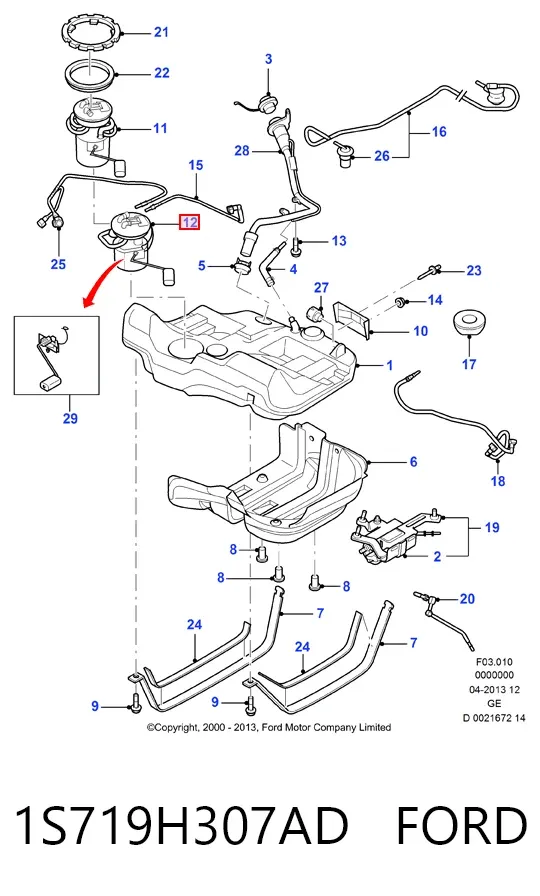 Bomba de gasolina 1S719H307AD Ford