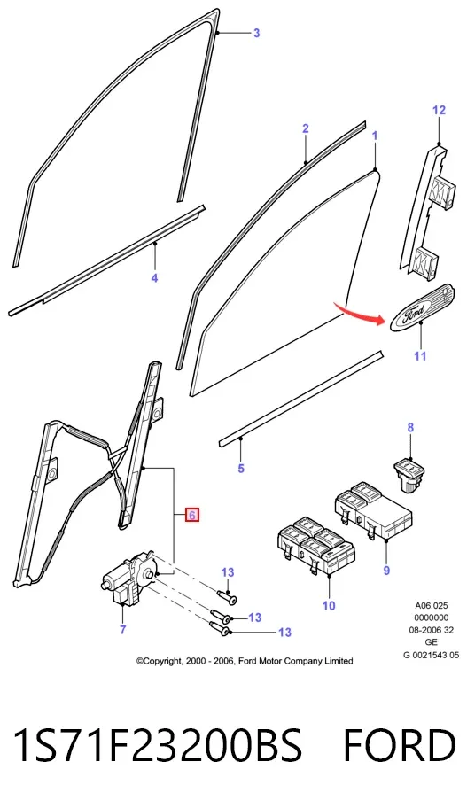 Mecanismo de elevalunas delantero derecha 1S71F23200BS Ford
