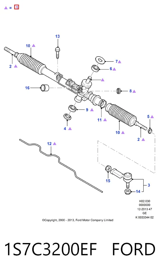 Cremallera de dirección 1S7C3200EF Ford
