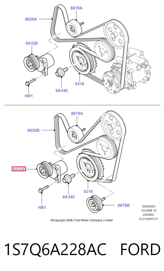 Tensor de correa poli V 1S7Q6A228AC Ford