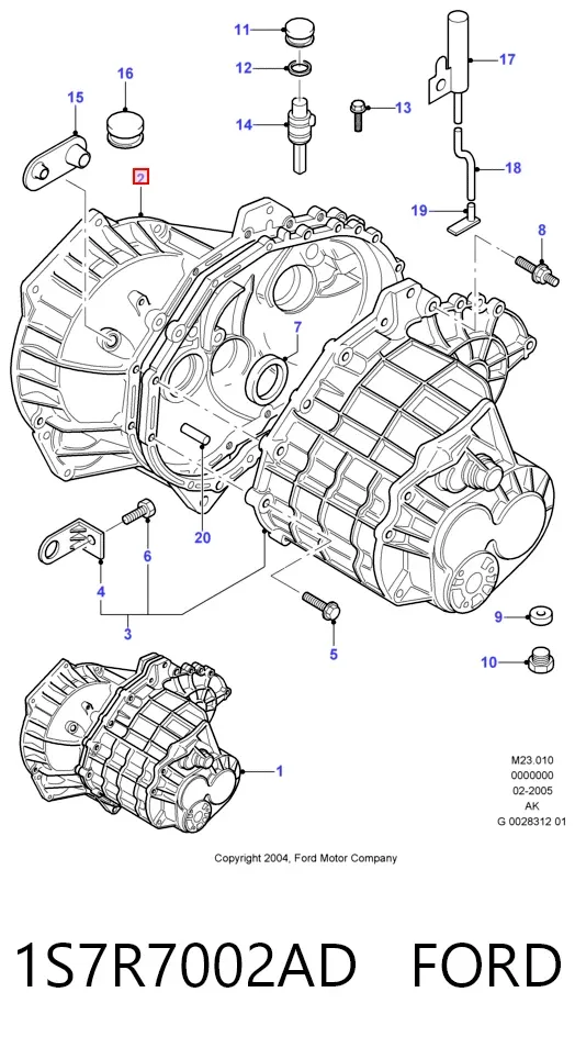 Caja de cambios 1S7R7002AD Ford