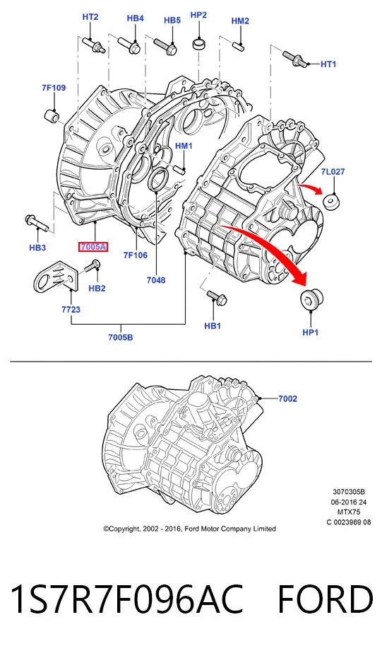 Caja de cambios 1S7R7F096AC Ford
