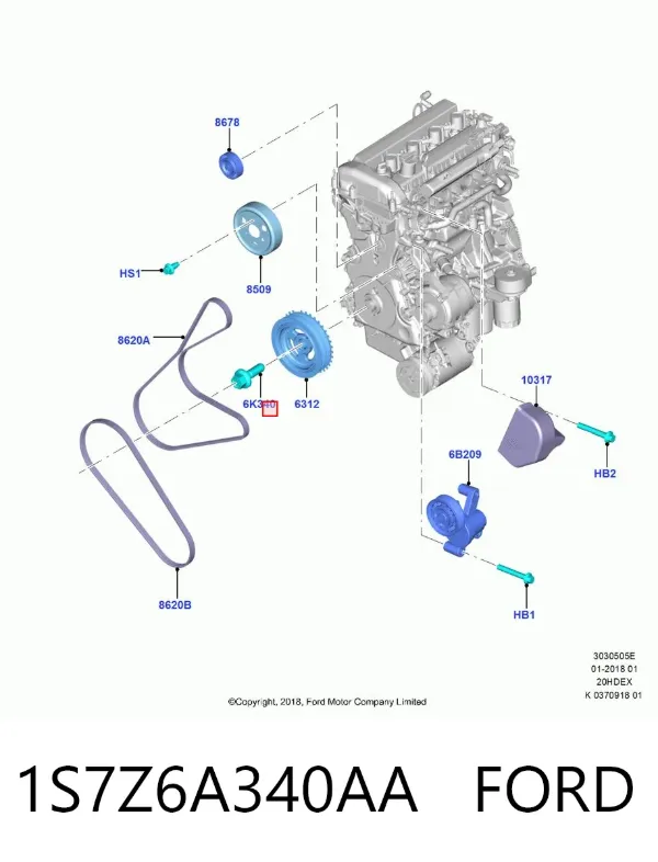 Perno de la polea del cigüeñal 1S7Z6A340AA Ford