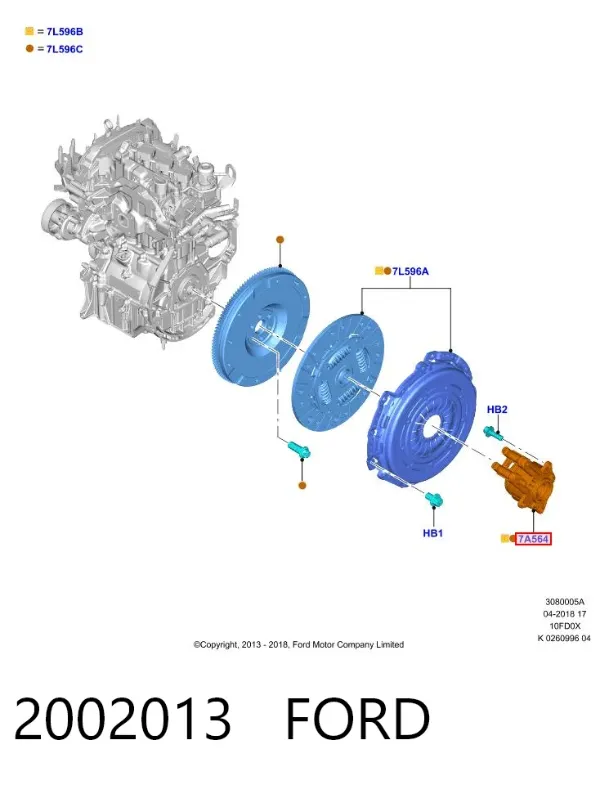 Desembrague central, embrague 2002013 Ford