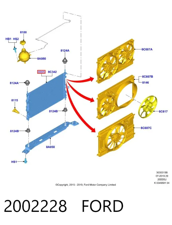 Radiador 2002228 Ford