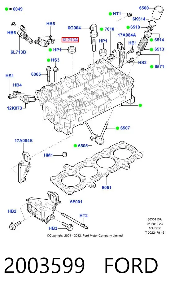 Válvula de control del árbol de levas 2003599 Ford