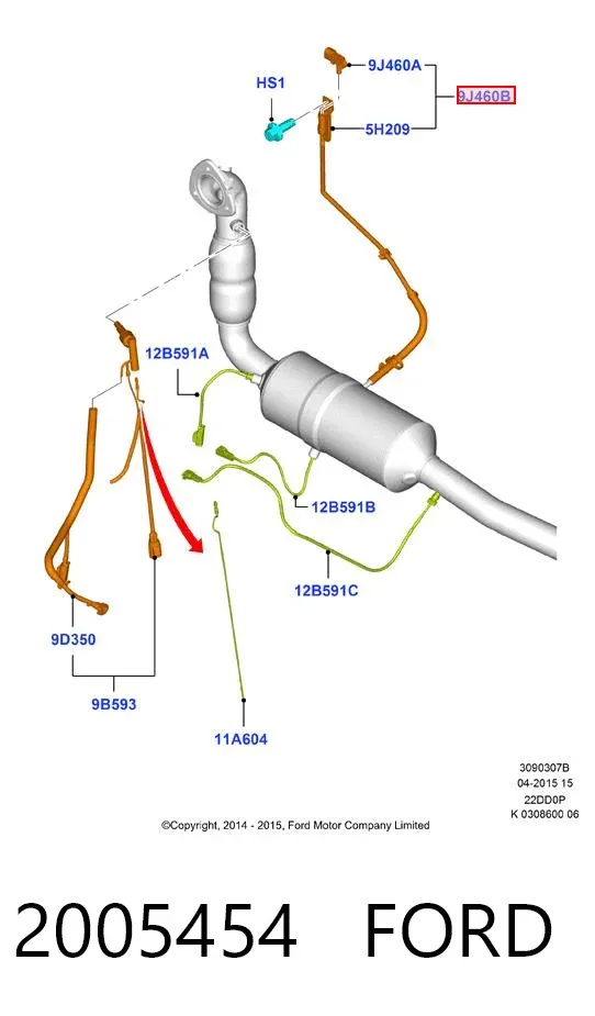 Sensor de presion gases de escape 2005454 Ford